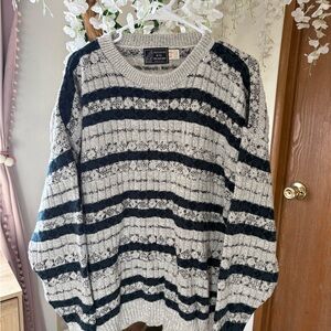 Peconic Bay Traders Vintage Striped Knit Sweater- 100% Cotton